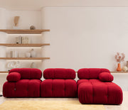 Sofá de canto vermelho elegante, 288 x 190 x 95 cm | Estrutura em madeira de faia e aglomerado, 100% poliéster, encosto e braço removíveis, assento em espuma macia | Perfeito para espaços modernos
