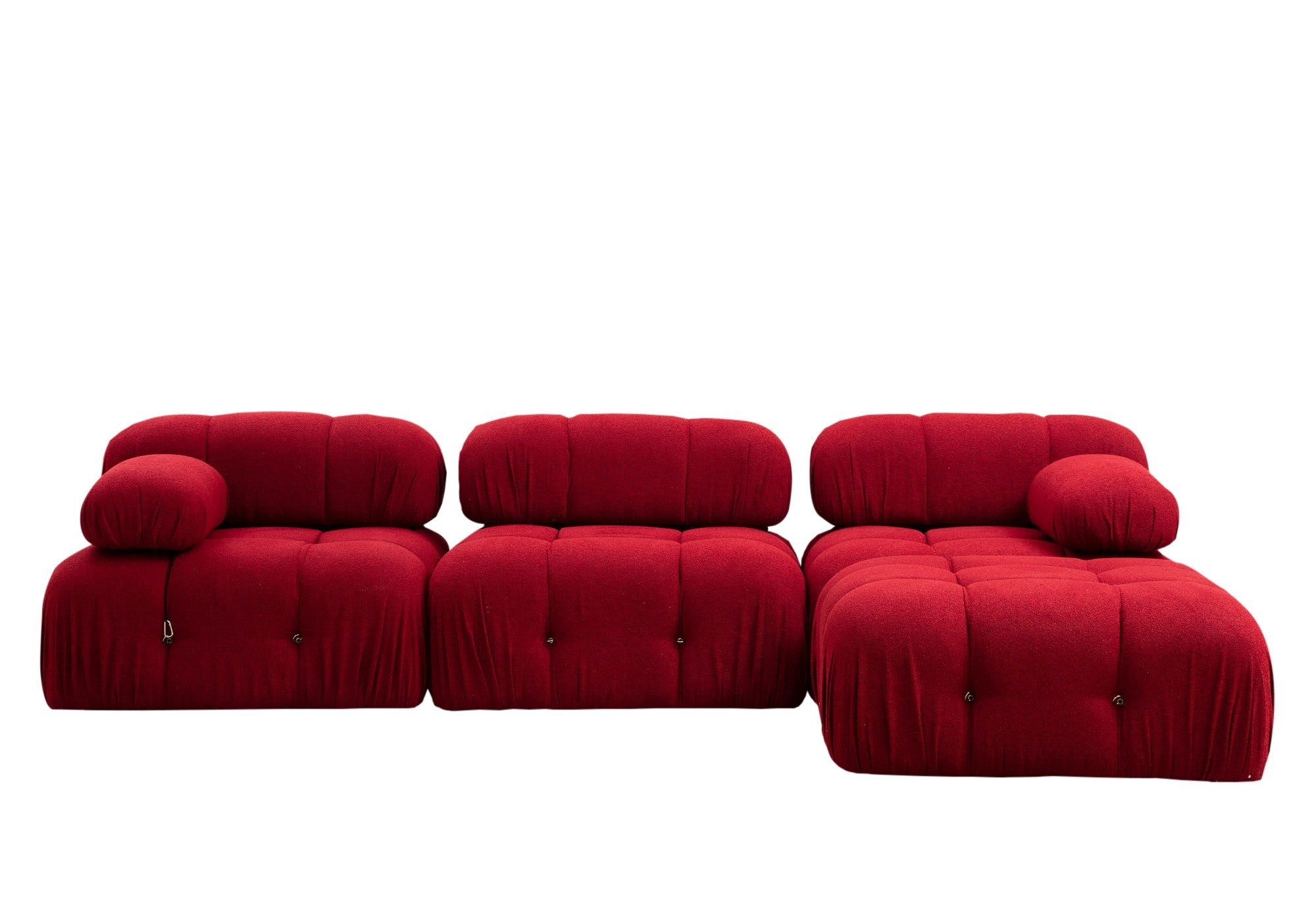Sofá de canto vermelho elegante, 288 x 190 x 95 cm | Estrutura em madeira de faia e aglomerado, 100% poliéster, encosto e braço removíveis, assento em espuma macia | Perfeito para espaços modernos
