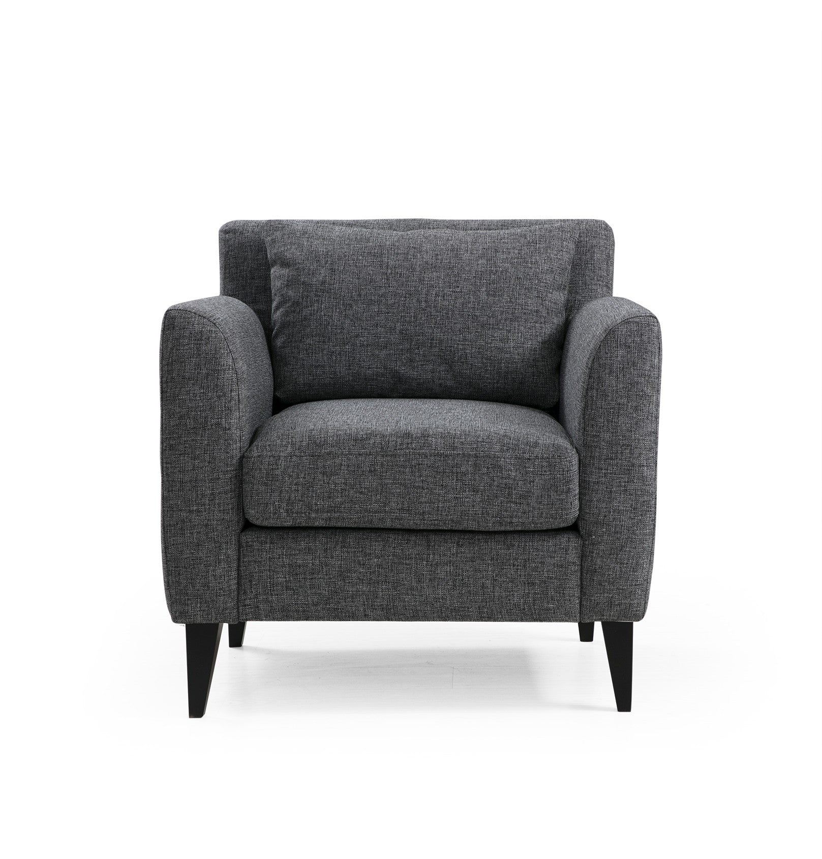 Poltrona de orelhas estilosa, cinza escuro, 80 x 76 x 83 cm | Estrutura em madeira de faia e aglomerado, 100% poliéster, almofadas portáteis, tecido lavável a seco | Perfeita para espaços modernos e industriais