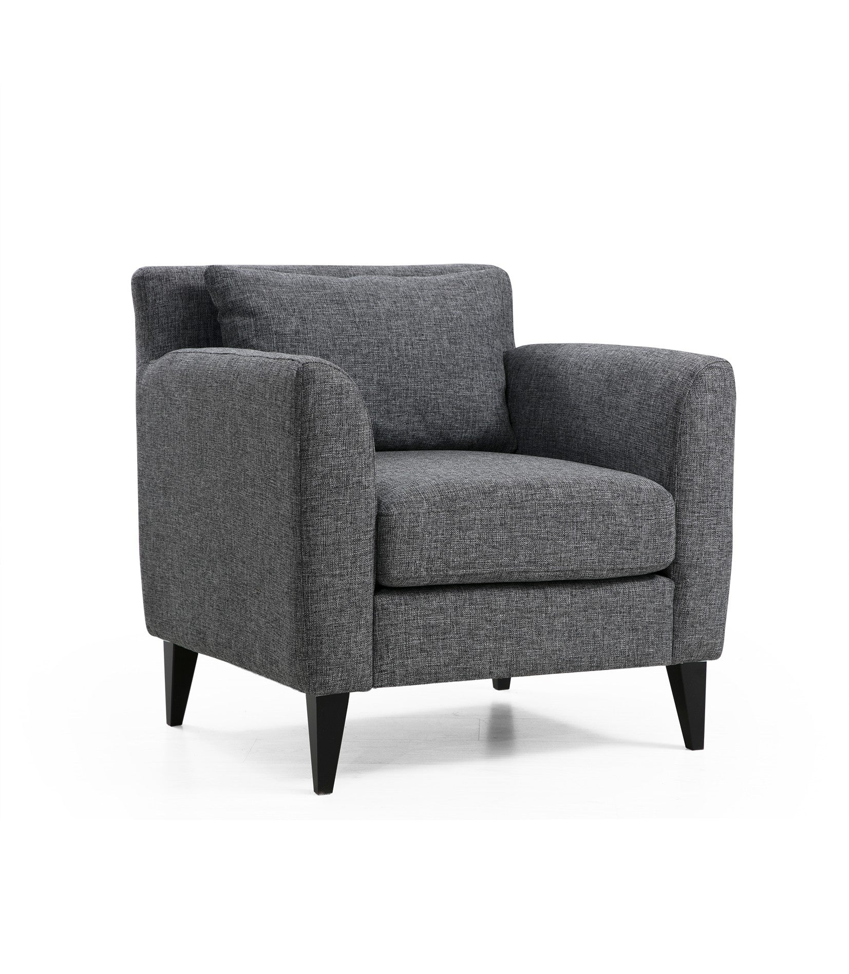 Poltrona de orelhas estilosa, cinza escuro, 80 x 76 x 83 cm | Estrutura em madeira de faia e aglomerado, 100% poliéster, almofadas portáteis, tecido lavável a seco | Perfeita para espaços modernos e industriais