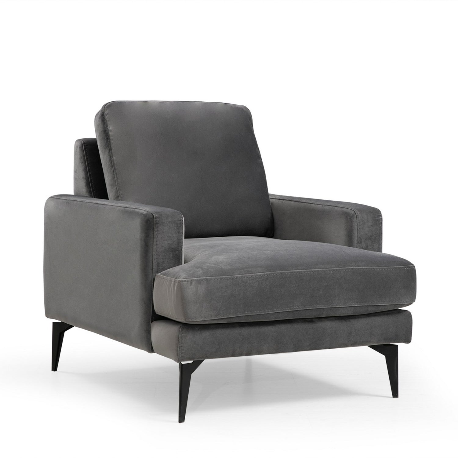 Poltrona de orelhas estilosa, antracite, 80 x 90 x 88 cm | Estrutura em madeira de faia e aglomerado, 100% poliéster, espuma cinza macia | Design industrial moderno com pernas pretas foscas
