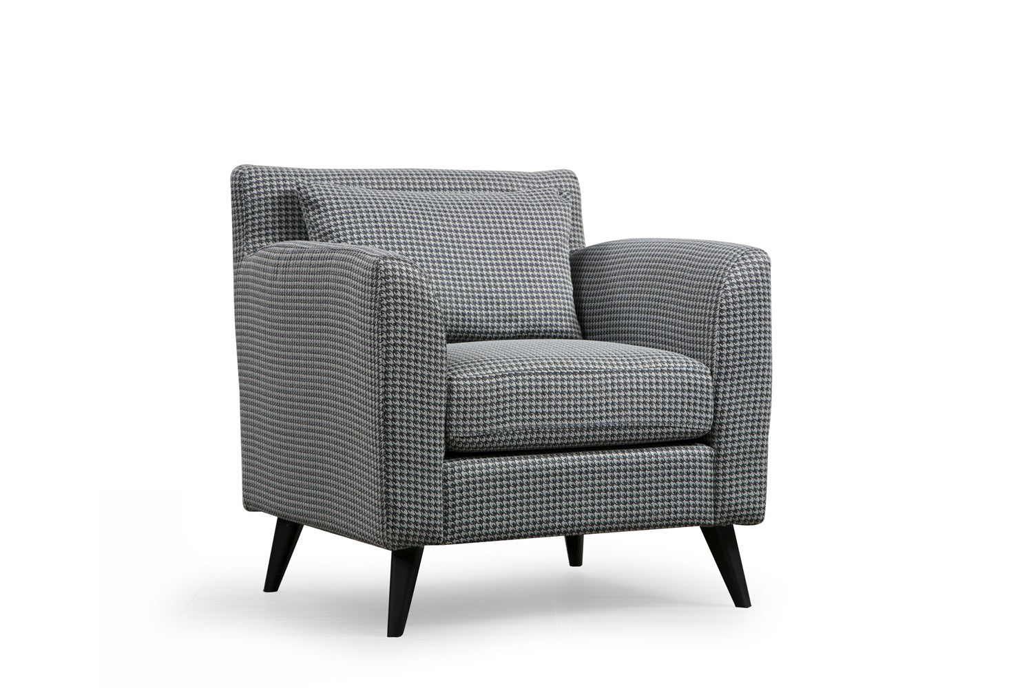 Poltrona de Asa Elegante, Preta e Branca, 82 x 75 x 83 cm | Estrutura em Madeira de Faia e Aglomerado, 100% Poliéster, Almofadas Portáteis | Ideal para Hotelaria e Decoração Escandinava