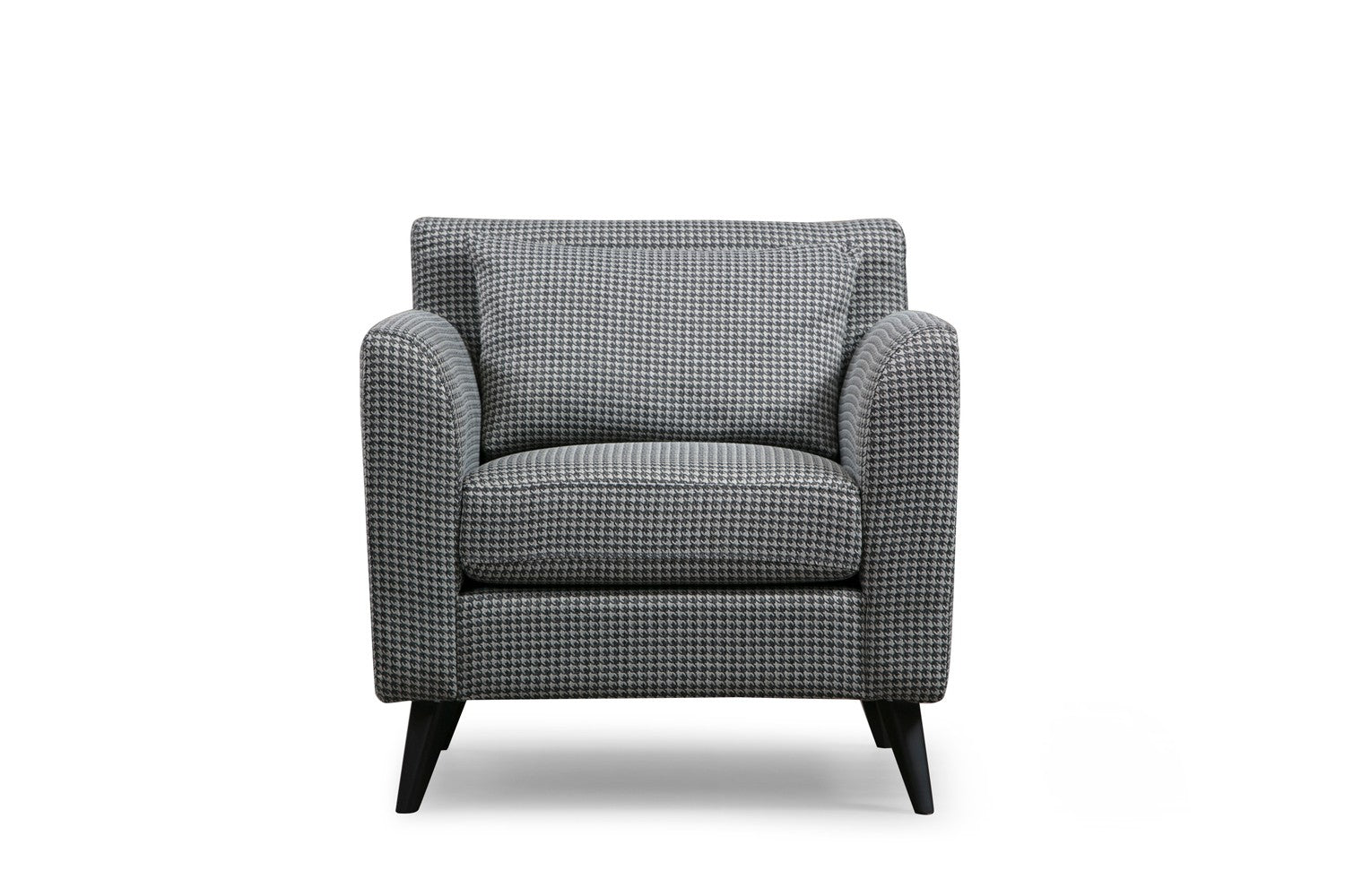Poltrona de Asa Elegante, Preta e Branca, 82 x 75 x 83 cm | Estrutura em Madeira de Faia e Aglomerado, 100% Poliéster, Almofadas Portáteis | Ideal para Hotelaria e Decoração Escandinava