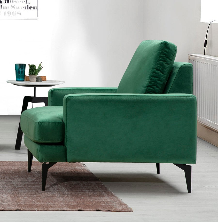 Poltrona de Asa Elegante, Verde Menta, 80x90x88 cm | Estrutura em Madeira de Faia e Aglomerado, 100% Poliéster, Almofadas de Espuma Macia | Portátil, Lavável a Seco, Design Moderno