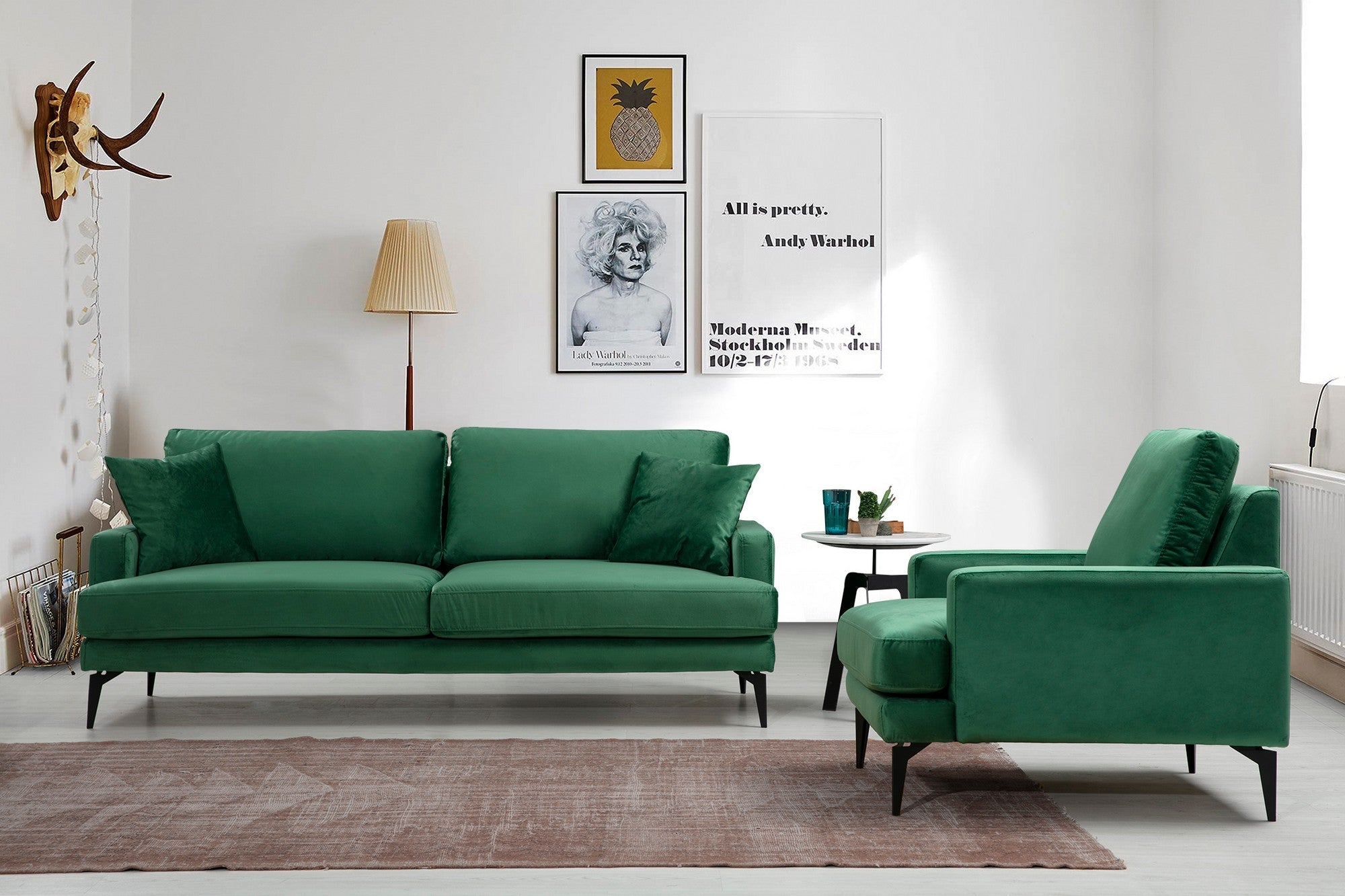 Poltrona de Asa Elegante, Verde Menta, 80x90x88 cm | Estrutura em Madeira de Faia e Aglomerado, 100% Poliéster, Almofadas de Espuma Macia | Portátil, Lavável a Seco, Design Moderno