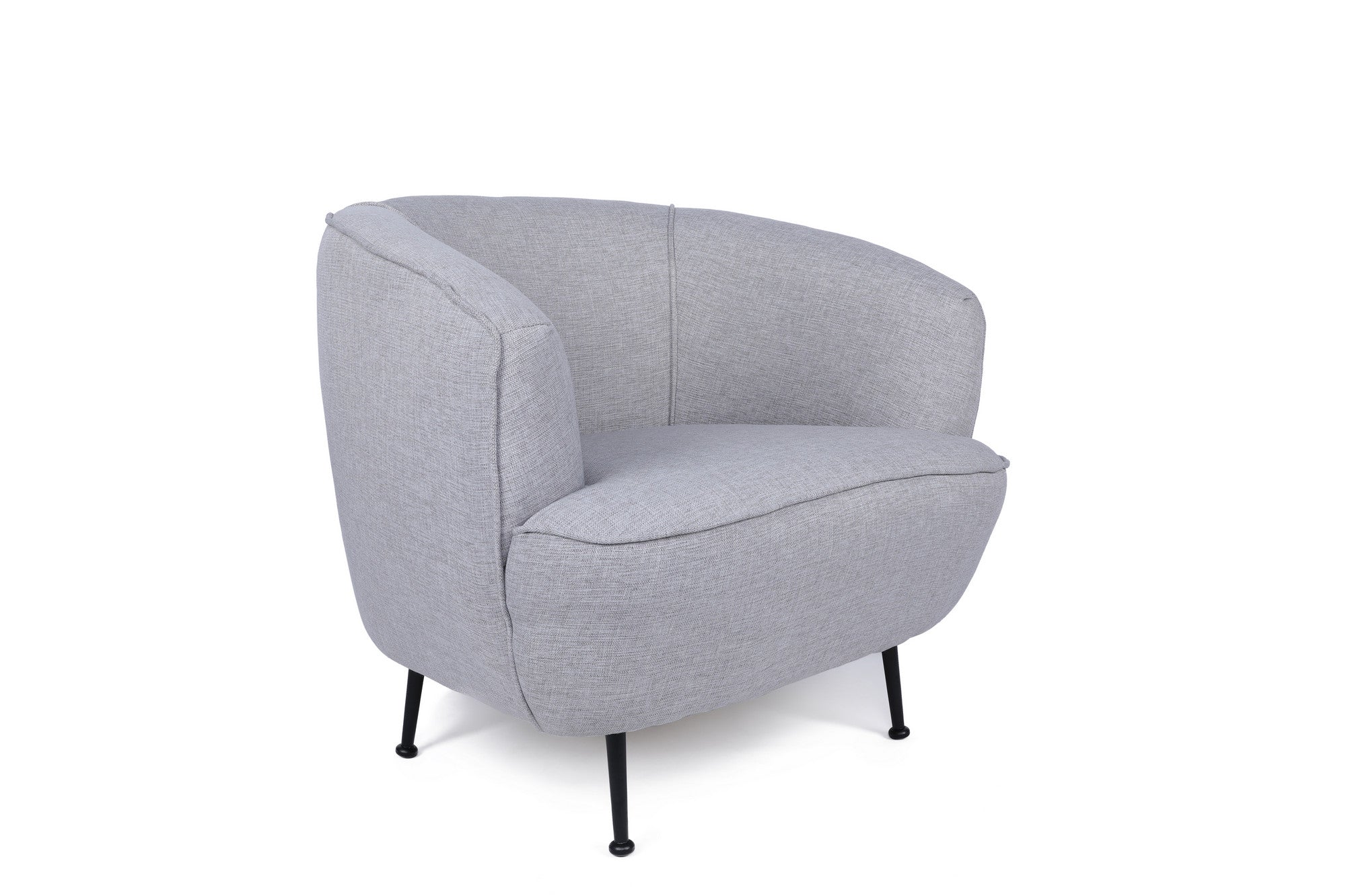 Poltrona de orelhas estilosa, cinza claro, 83 x 72 x 75 cm | Estrutura em madeira de faia e aglomerado, linho 100% poliéster, pernas em metal preto fosco | Perfeita para espaços modernos e industriais