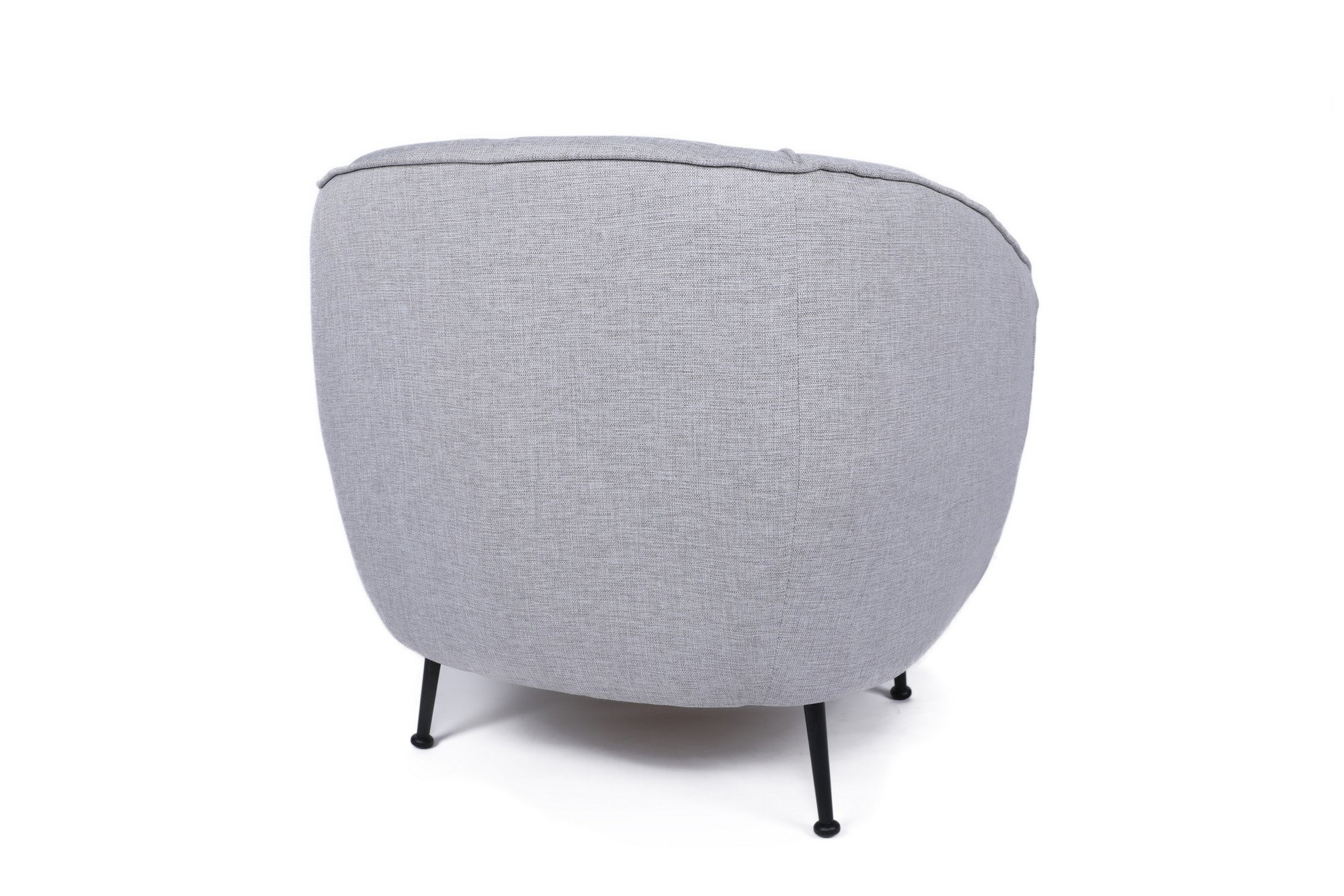 Poltrona de orelhas estilosa, cinza claro, 83 x 72 x 75 cm | Estrutura em madeira de faia e aglomerado, linho 100% poliéster, pernas em metal preto fosco | Perfeita para espaços modernos e industriais