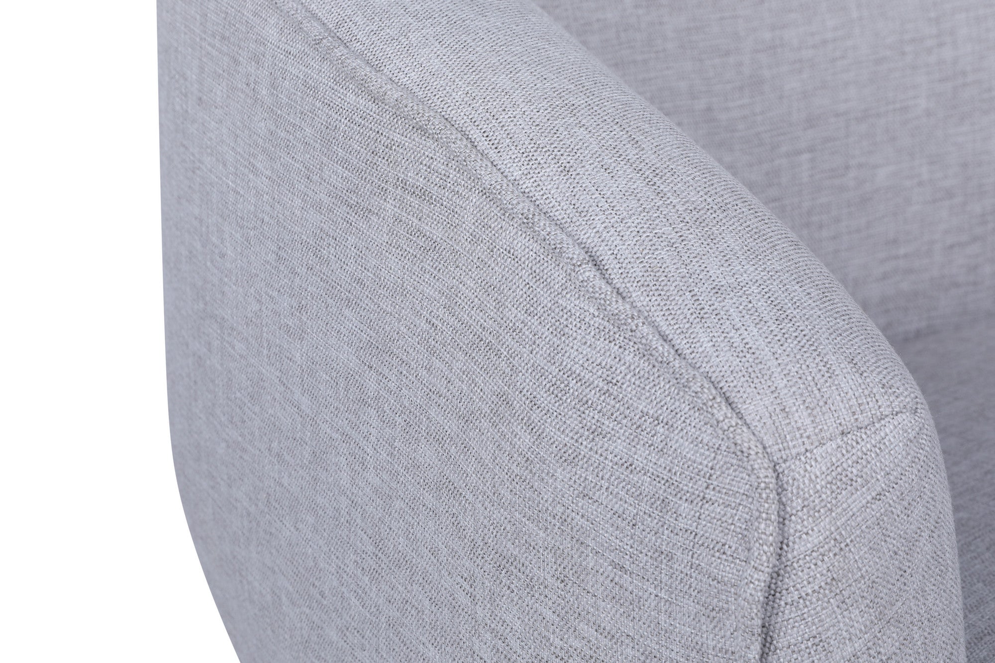 Poltrona de orelhas estilosa, cinza claro, 83 x 72 x 75 cm | Estrutura em madeira de faia e aglomerado, linho 100% poliéster, pernas em metal preto fosco | Perfeita para espaços modernos e industriais