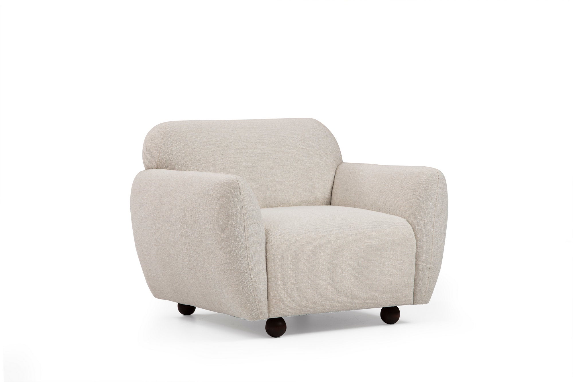 Poltrona Elegante em Creme, Madeira de Faia e Estrutura de Aglomerado, 90x86x86 cm | 100% Poliéster, 2 Almofadas Inclusas | Perfeita para Decoração Escandinava e Hoteleira