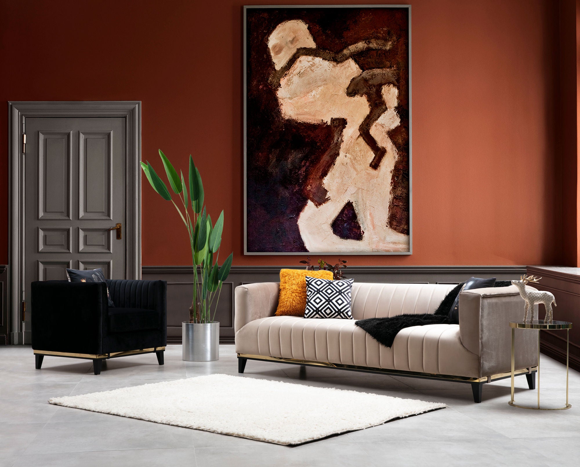 Poltrona Elegante, Madeira de Faia Preta e Aglomerado, 83x85x75 cm | 100% Poliéster, 2 Almofadas Inclusas | Design Glamouroso para Hotéis e Vida Moderna
