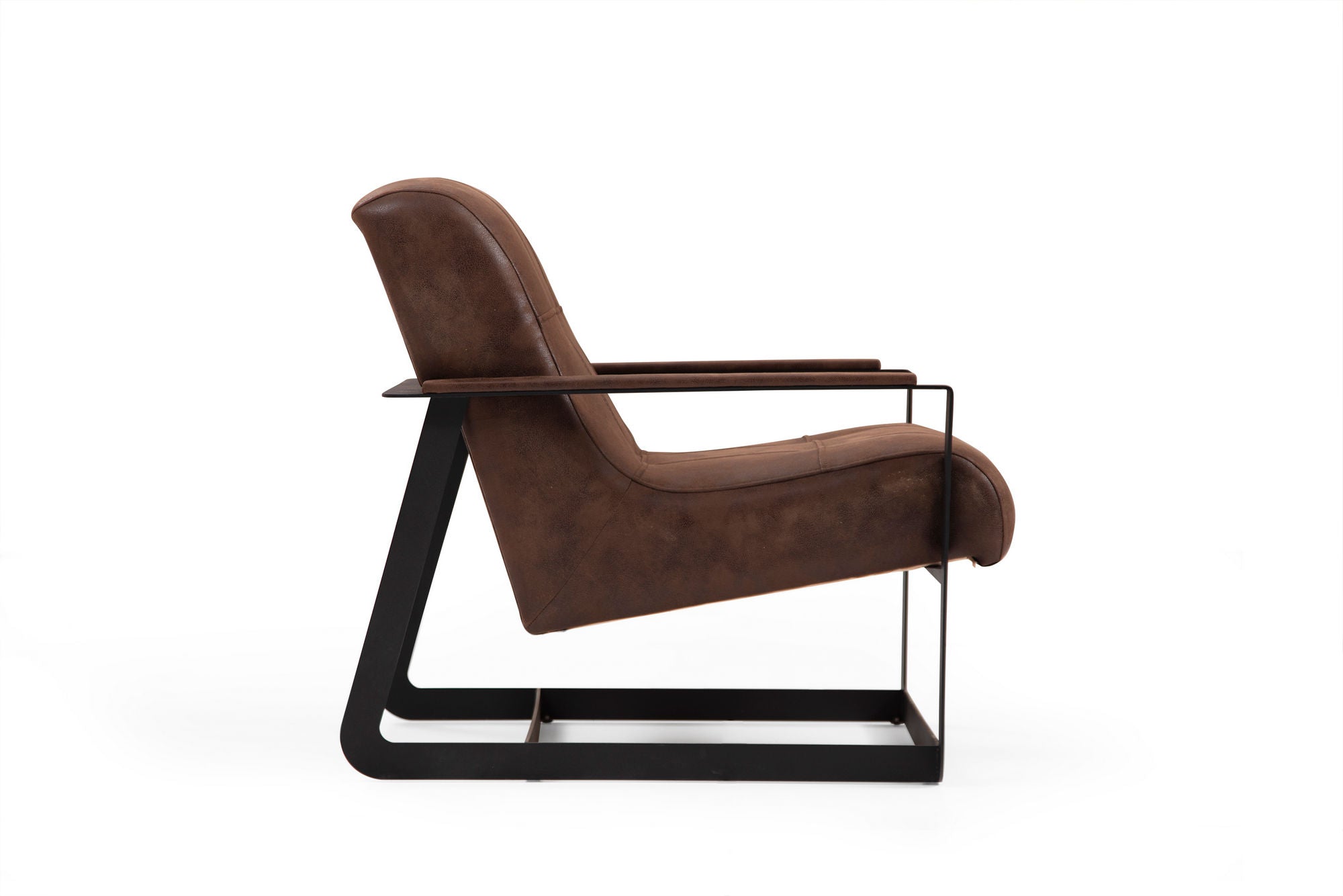 Poltrona de Asa Elegante, Marrom, 74 x 87 x 80 cm | Estrutura em Madeira de Faia e Aglomerado, Tecido 100% Poliéster | Inclui 2 Almofadas, Design Industrial de Hotel