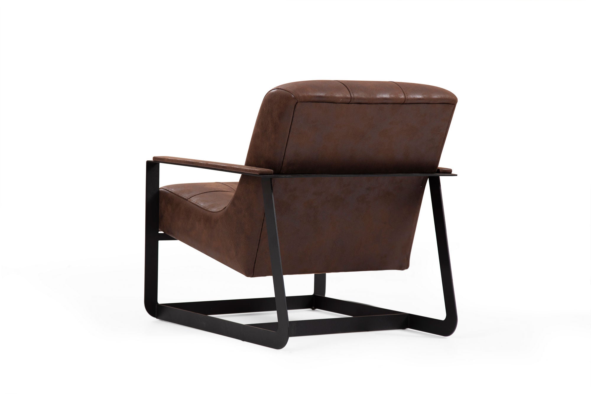 Poltrona de Asa Elegante, Marrom, 74 x 87 x 80 cm | Estrutura em Madeira de Faia e Aglomerado, Tecido 100% Poliéster | Inclui 2 Almofadas, Design Industrial de Hotel
