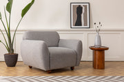 Poltrona Elegante, Cinza Claro, 90 x 86 x 86 cm | Estrutura em madeira de faia e aglomerado, 100% poliéster, pernas em nogueira | Perfeita para decoração escandinava e hoteleira