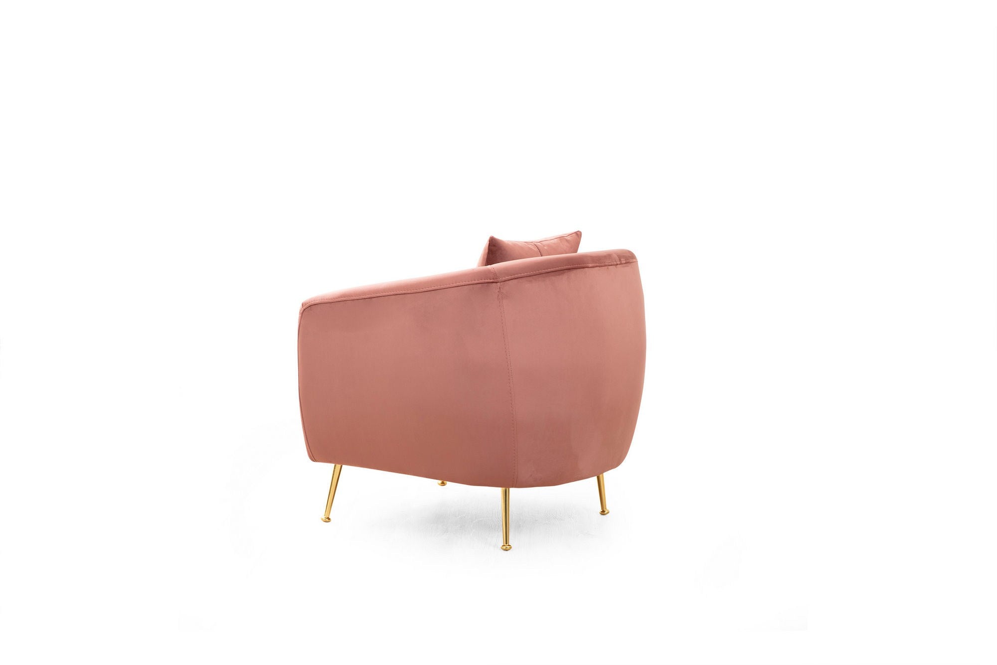 Poltrona Elegante Rosa com Estrutura em Madeira de Faia e Pernas de Metal Dourado, 70x82x82 cm | 100% Poliéster, Espuma Macia e Almofadas de Penas | Perfeita para Decoração Glamourosa