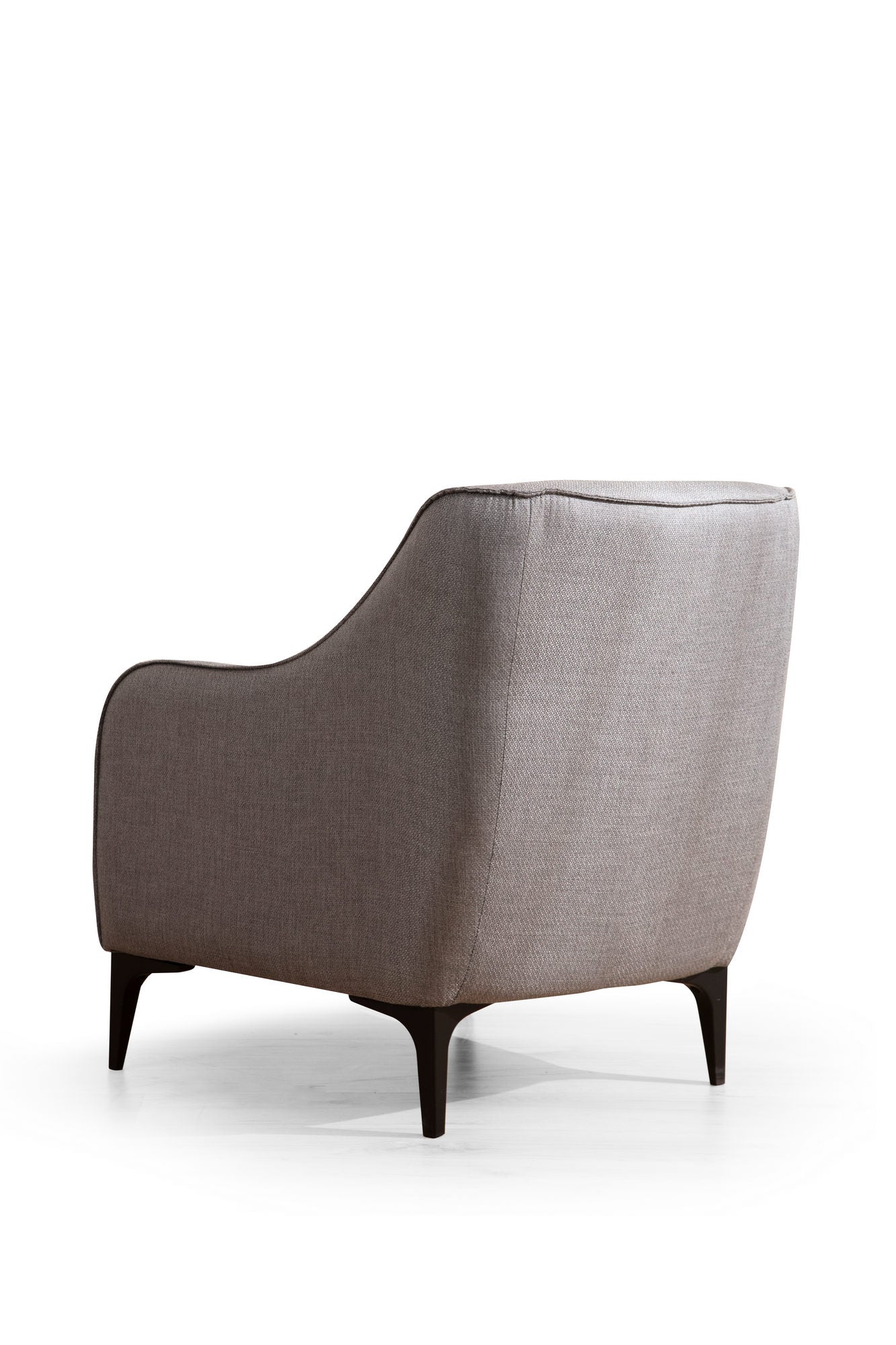 Poltrona Elegante, Tecido Cinza, Estrutura em Madeira de Faia, 94x87x77 cm | 100% Poliéster, Almofadas de Espuma e Penas, Inclui 2 Travesseiros | Design Industrial Moderno