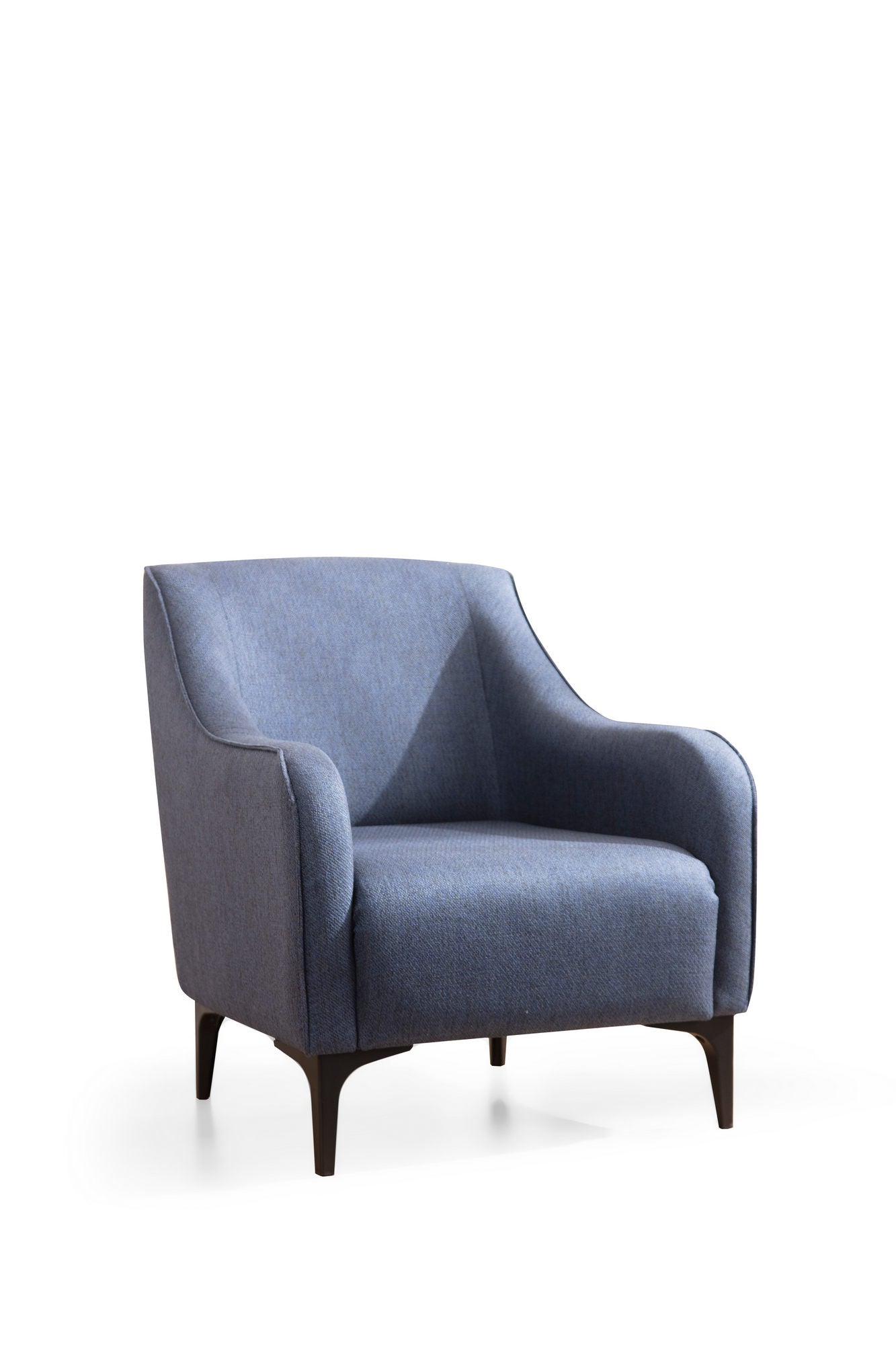 Poltrona Elegante Azul, Estrutura em Madeira de Faia e Aglomerado, 94x87x77 cm | Almofadas 100% Poliéster, Espuma e Penas, Inclui 2 Travesseiros | Design Escandinavo Moderno