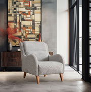 Poltrona – 70 x 75 x 85 cm – Creme e Azul – Madeira/MDF e Tecido