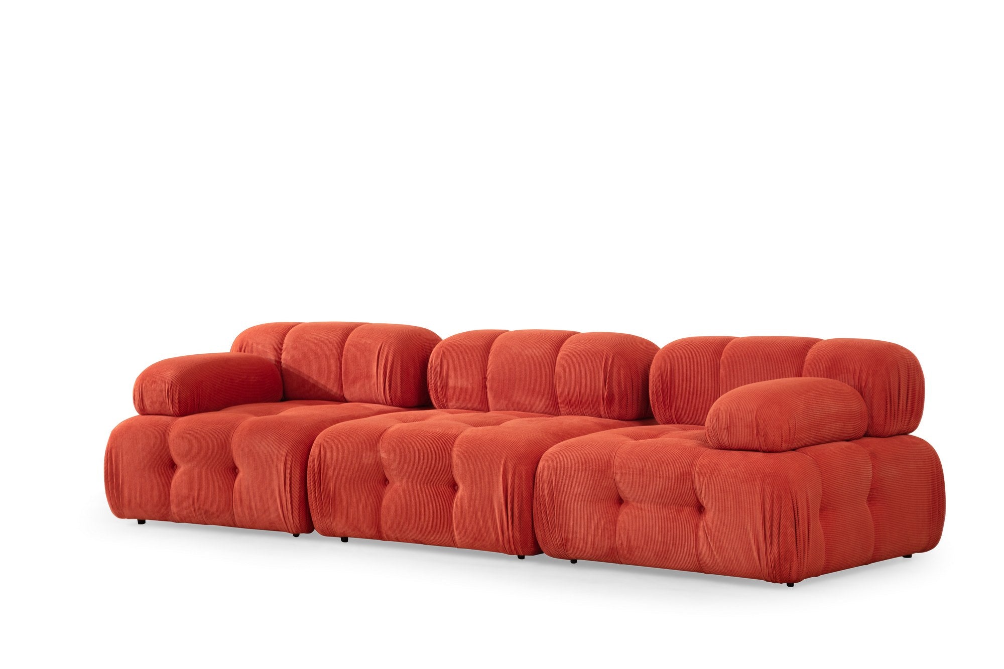 Sofá elegante de 3 lugares, vermelho, 300 x 100 x 80 cm | Estrutura em madeira de faia e aglomerado, 100% poliéster, espuma 28 DNS | Design moderno com mecanismo de mudança