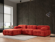 Sofá de canto vermelho elegante, 300x200 cm | Estrutura em madeira de faia e aglomerado, 100% poliéster, espuma 28 DNS | Design moderno com mecanismo de mudança e tecido lavável a seco