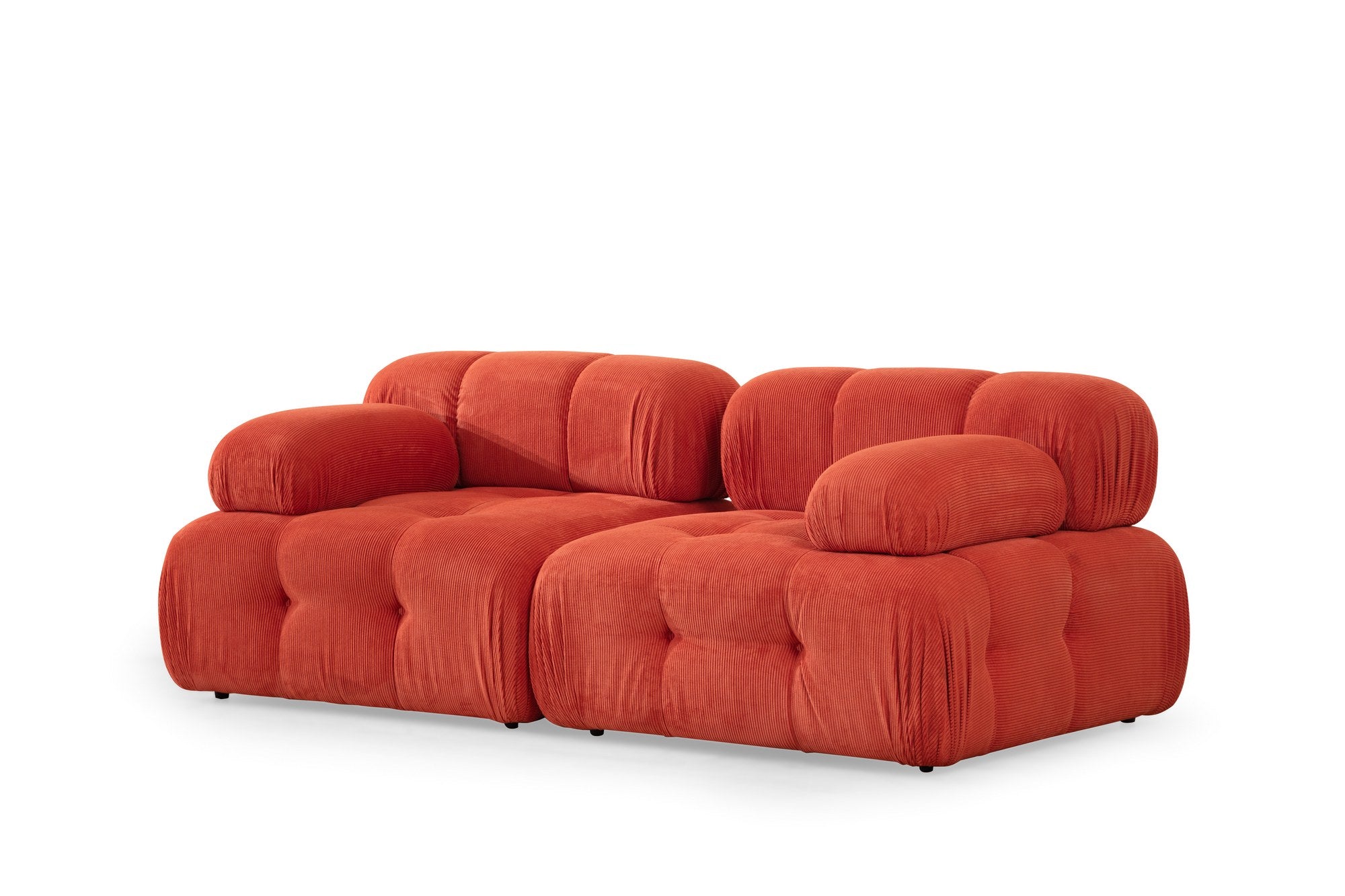 Sofá elegante de 2 lugares, vermelho, 200 x 100 x 80 cm | Estrutura em madeira de faia e aglomerado, 100% poliéster, espuma 28 DNS | Design moderno com mecanismo de mudança