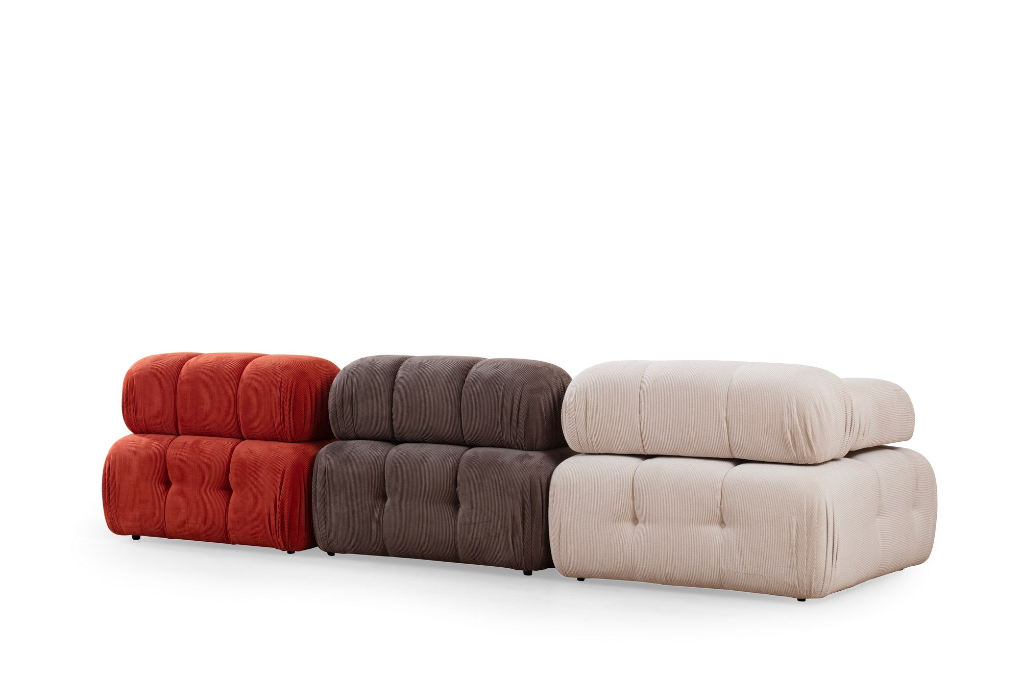 Sofá elegante de 3 lugares, estrutura de madeira de faia e aglomerado, 300 cm | Espuma cinza macia, tecido vermelho/branco/cinza, lavável a seco | Design moderno para sala de estar