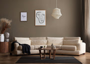 Sofá elegante de 4 lugares, bege, 330 x 105 x 90 cm | Estrutura em madeira de faia e aglomerado, 100% poliéster, almofadas removíveis | Elegante e confortável para salas de estar modernas