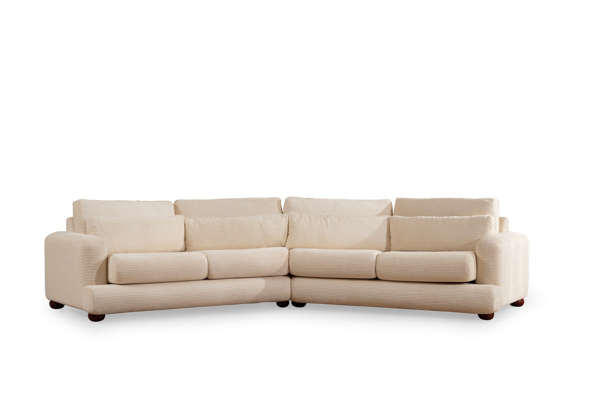 Sofá elegante de 4 lugares, bege, 330 x 105 x 90 cm | Estrutura em madeira de faia e aglomerado, 100% poliéster, almofadas removíveis | Elegante e confortável para salas de estar modernas