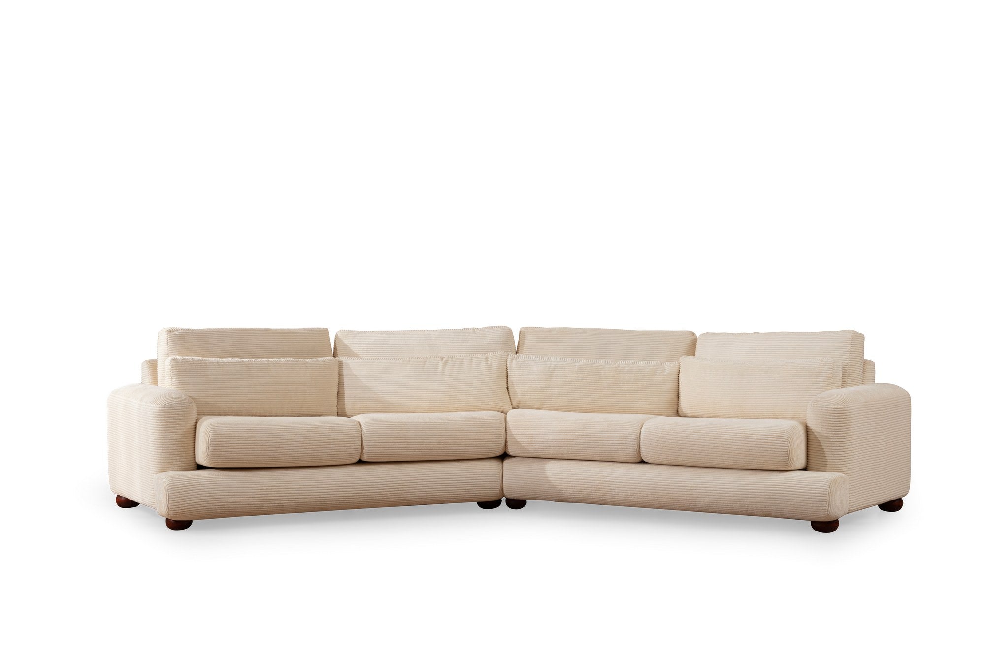 Sofá elegante de 4 lugares, bege, 330 x 105 x 90 cm | Estrutura em madeira de faia e aglomerado, 100% poliéster, almofadas removíveis | Elegante e confortável para salas de estar modernas