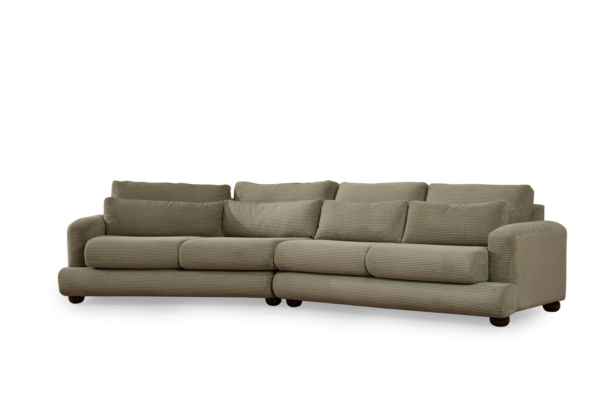 Sofá elegante de 4 lugares, verde, 330 x 105 x 90 cm | Estrutura em madeira de faia e aglomerado, 100% poliéster, almofadas removíveis | Design elegante para salas de estar modernas