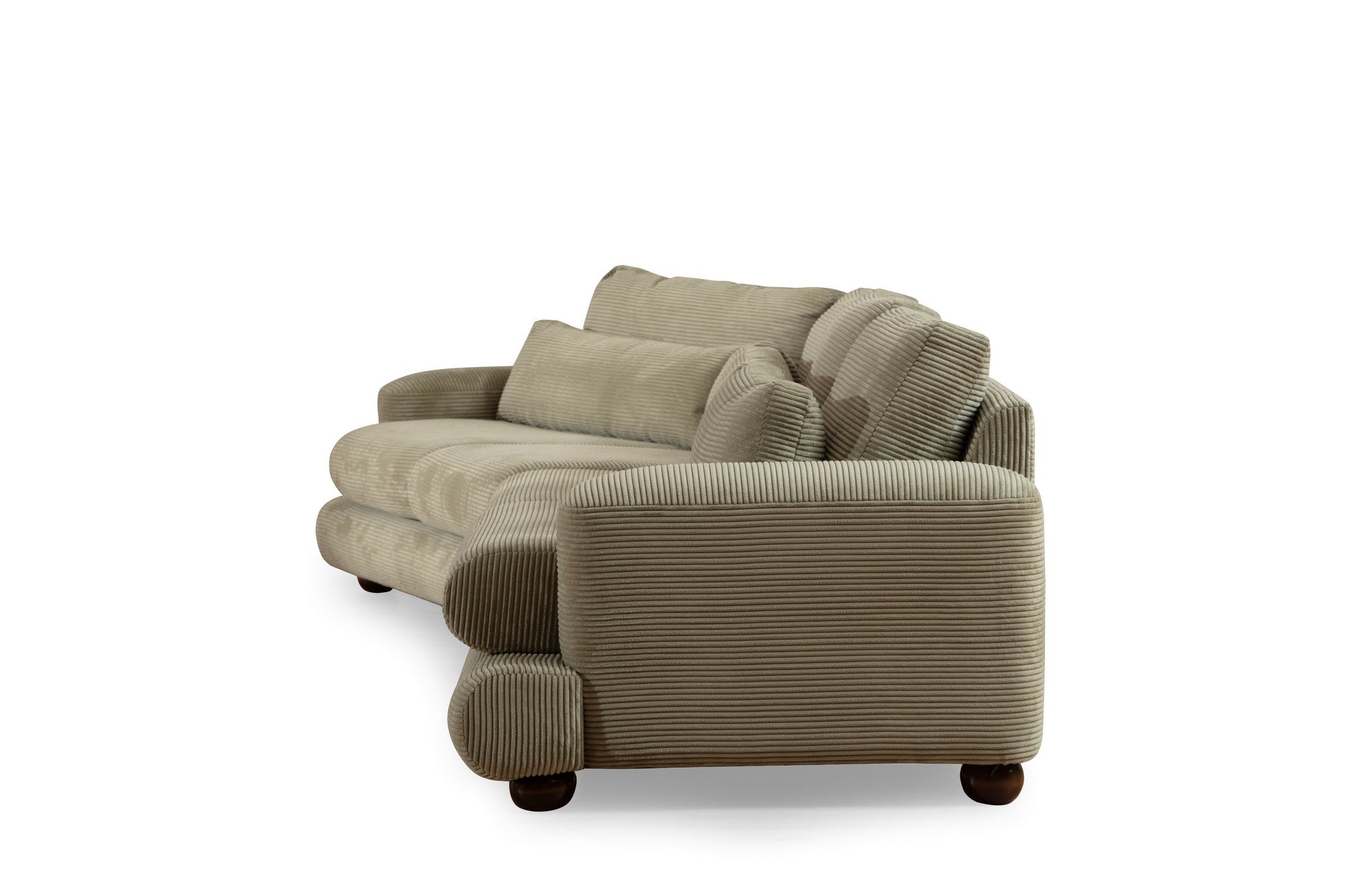 Sofá elegante de 4 lugares, verde, 330 x 105 x 90 cm | Estrutura em madeira de faia e aglomerado, 100% poliéster, almofadas removíveis | Design elegante para salas de estar modernas