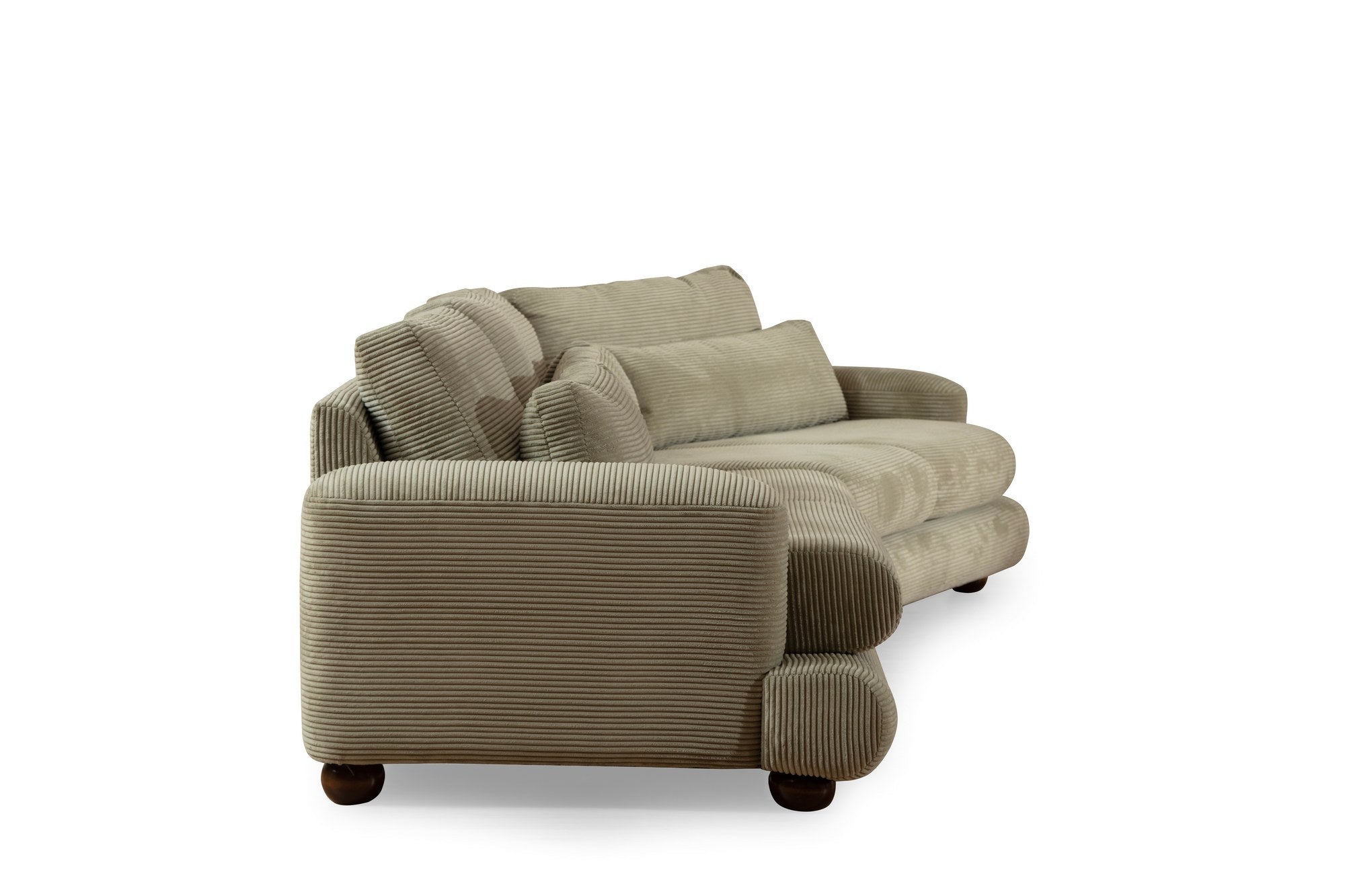 Sofá elegante de 4 lugares, verde, 330 x 105 x 90 cm | Estrutura em madeira de faia e aglomerado, 100% poliéster, almofadas removíveis | Design elegante para salas de estar modernas