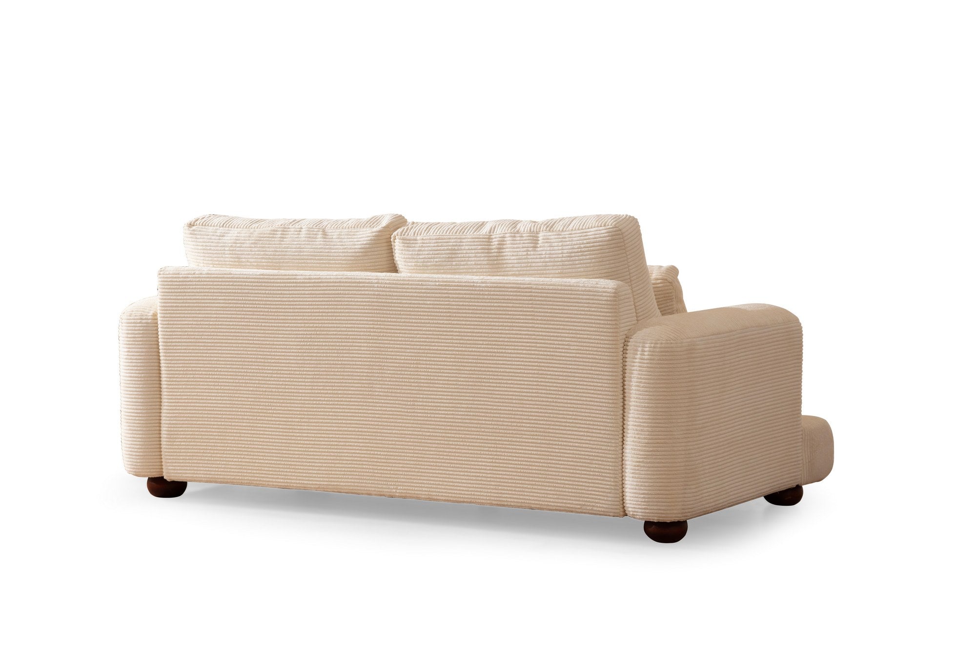 Sofá elegante de 2 lugares, bege, 200 x 105 x 90 cm | Estrutura em madeira de faia e aglomerado, 100% poliéster, almofadas portáteis, pernas redondas de nogueira | Conforto elegante para uma vida moderna