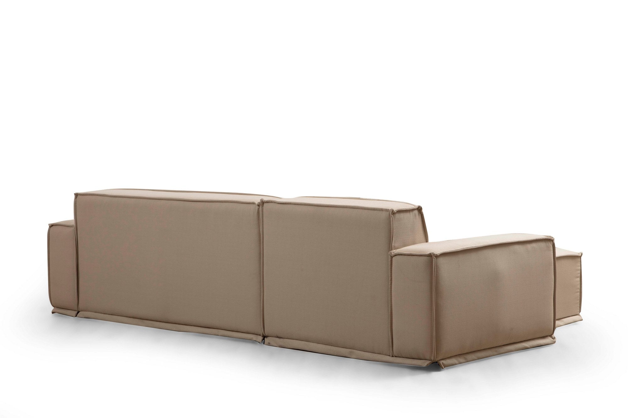 Sofá de canto elegante, cor creme, 167 x 272 x 72 cm | Estrutura em madeira de faia e aglomerado, 100% poliéster, espuma macia, 2 almofadas incluídas | Design elegante e confortável