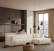 Sofá de Canto Elegante, Bege, 300 x 150 cm | Estrutura em Madeira de Faia e Aglomerado, 100% Poliéster, Espuma 28 DNS | Perfeito para Salas de Estar Modernas e Relaxamento