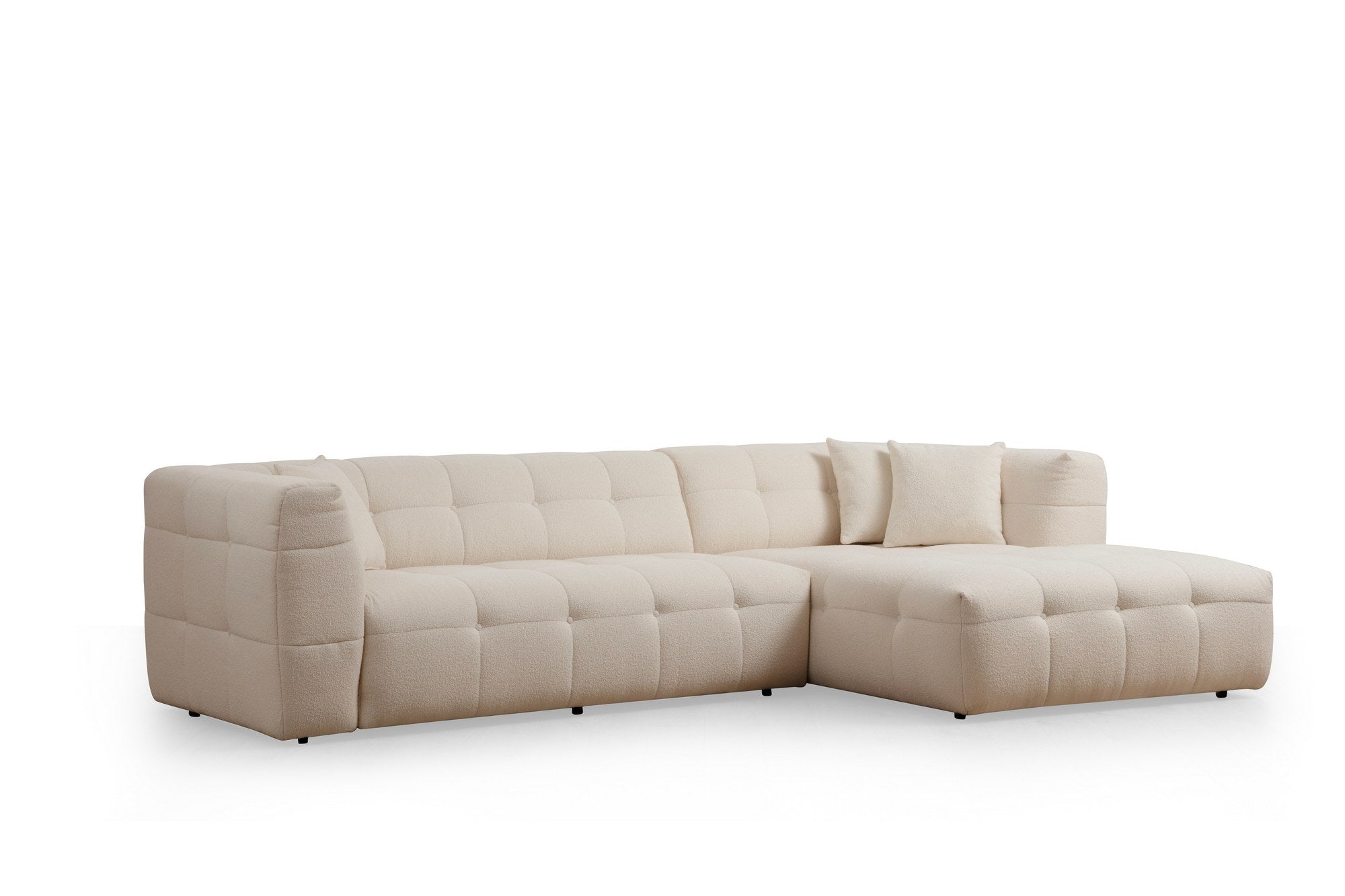 Sofá de Canto Elegante, Bege, 300 x 150 cm | Estrutura em Madeira de Faia e Aglomerado, 100% Poliéster, Espuma 28 DNS | Perfeito para Salas de Estar Modernas e Relaxamento