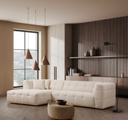 Sofá de Canto Elegante, Bege, 300 x 150 cm | Estrutura em Madeira de Faia e Aglomerado, 100% Poliéster, Espuma 28 DNS | Perfeito para Salas de Estar Modernas e Relaxamento