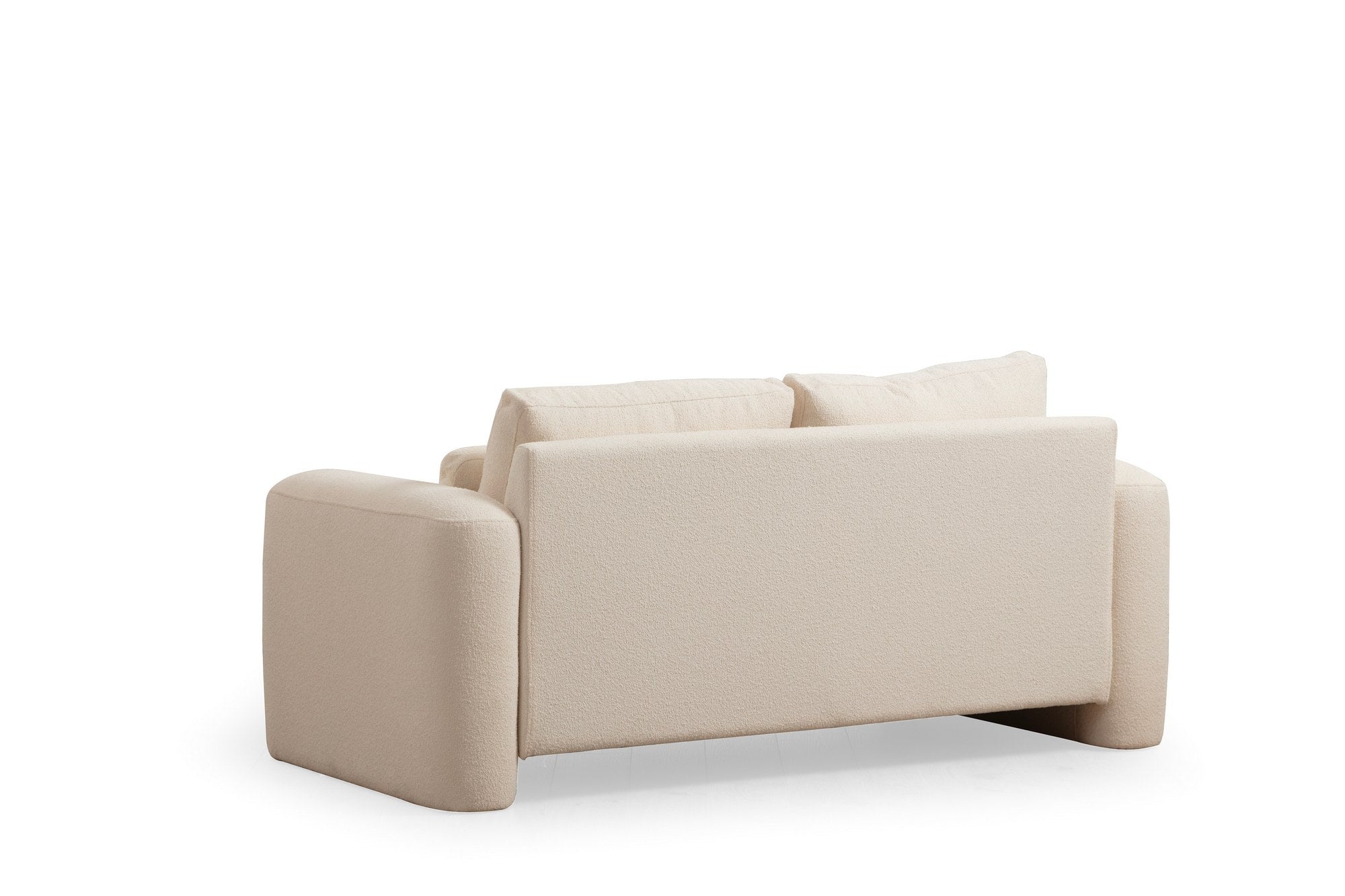 Sofá elegante de 2 lugares, cor creme, 180 x 97 x 73 cm | Estrutura em madeira de faia e aglomerado, 100% poliéster, almofadas portáteis | Conforto elegante para espaços de convivência modernos