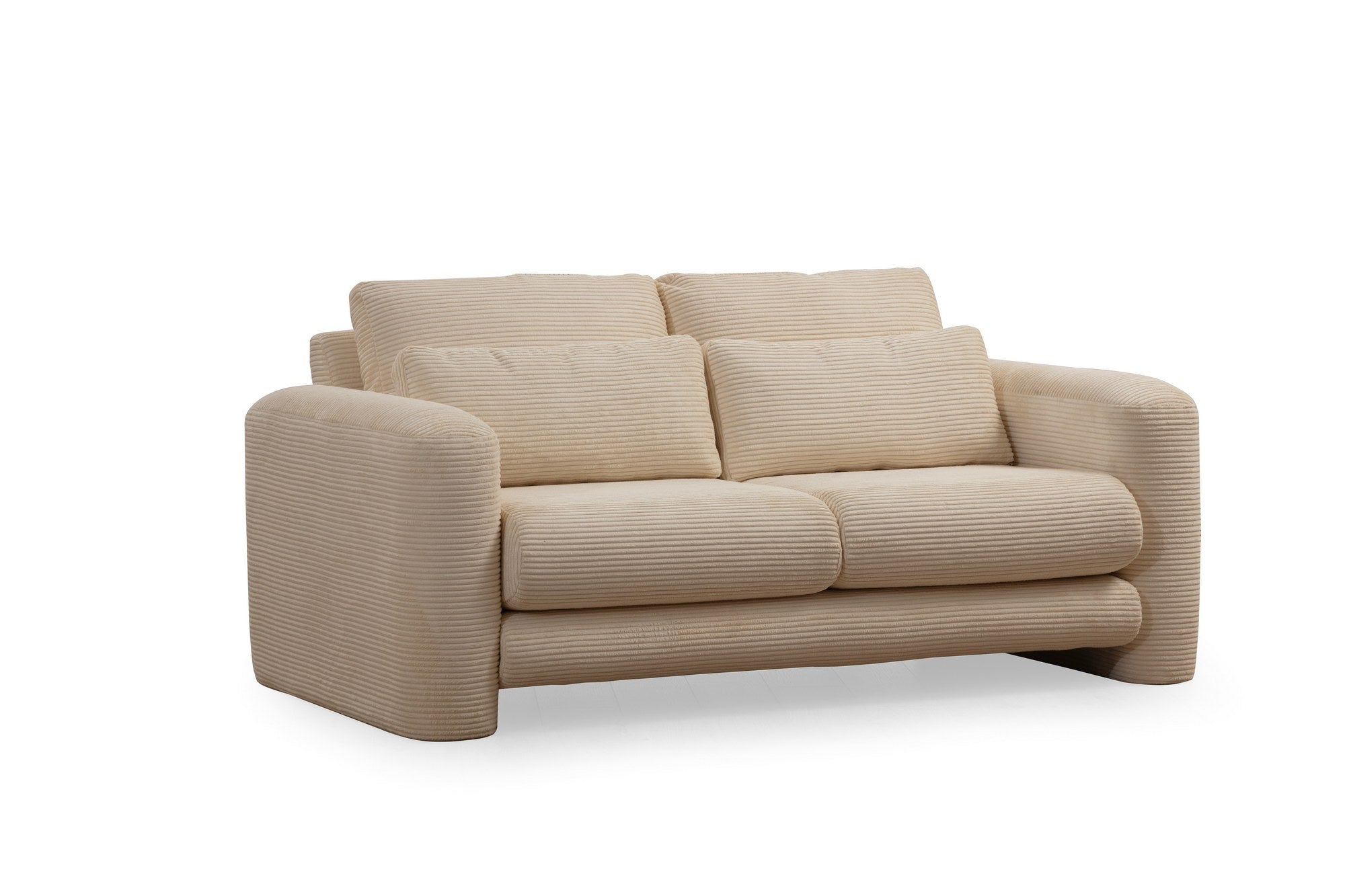 Sofá elegante de 2 lugares, bege, 180 x 97 x 73 cm | Estrutura em madeira de faia e aglomerado, 100% poliéster, espuma 28 DNS | Almofadas portáteis, tecido lavável a seco