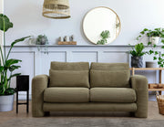 Sofá elegante de 2 lugares, verde, 180 x 97 x 73 cm | Estrutura em madeira de faia e aglomerado, 100% poliéster, espuma 28 DNS | Almofadas portáteis, tecido lavável a seco