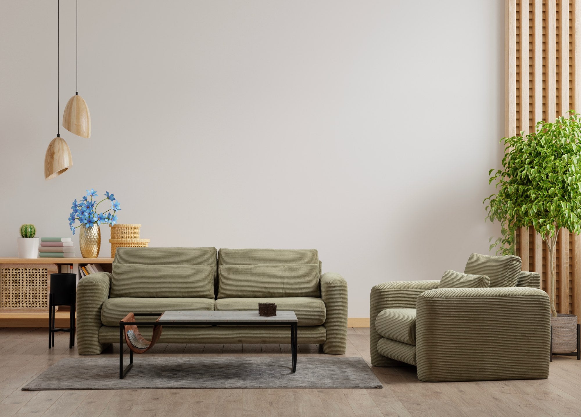 Sofá elegante de 2 lugares, verde, 180 x 97 x 73 cm | Estrutura em madeira de faia e aglomerado, 100% poliéster, espuma 28 DNS | Almofadas portáteis, tecido lavável a seco