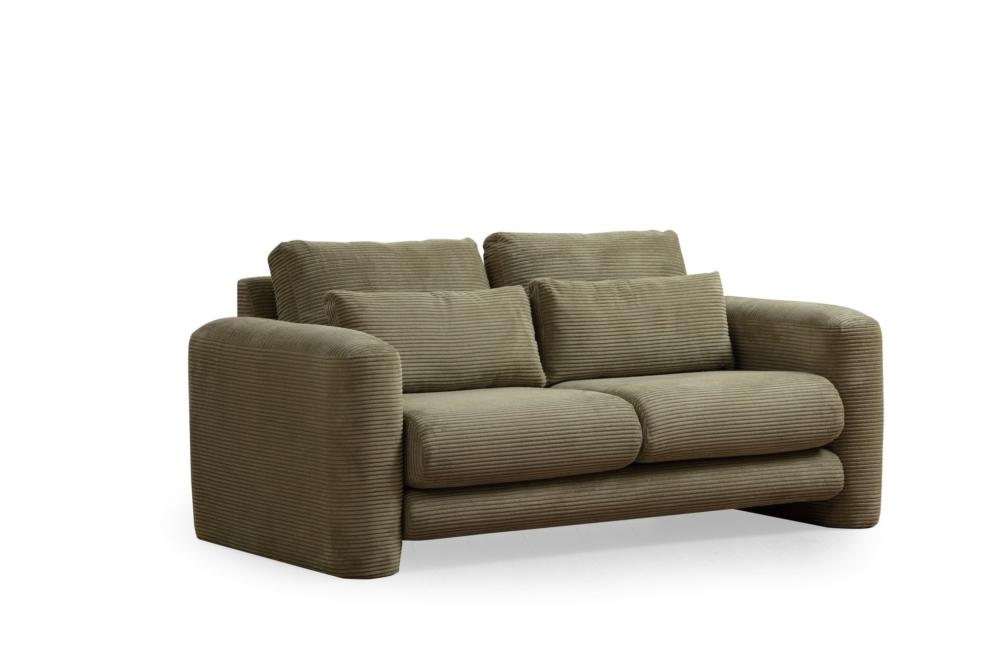 Sofá elegante de 2 lugares, verde, 180 x 97 x 73 cm | Estrutura em madeira de faia e aglomerado, 100% poliéster, espuma 28 DNS | Almofadas portáteis, tecido lavável a seco
