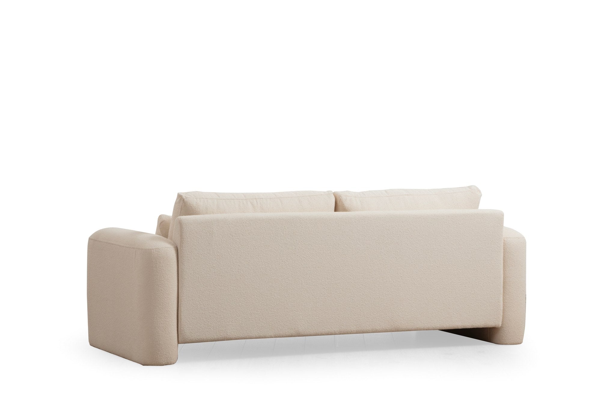 Sofá elegante de 3 lugares, cor creme, 215 x 97 x 73 cm | Estrutura em madeira de faia e aglomerado, 100% poliéster, almofadas portáteis | Conforto elegante para salas de estar modernas
