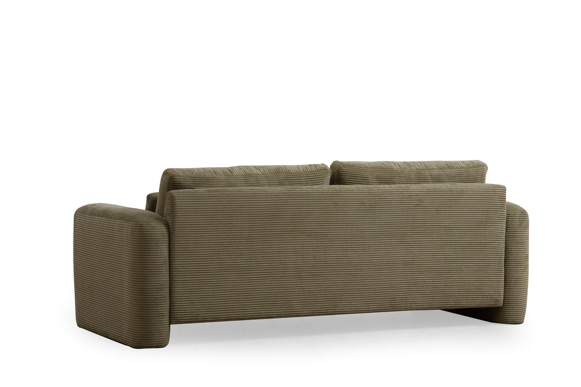 Sofá elegante de 3 lugares, verde, 215 x 97 x 73 cm | Estrutura em madeira de faia e aglomerado, 100% poliéster, espuma 28 DNS | Almofadas portáteis, tecido lavável a seco
