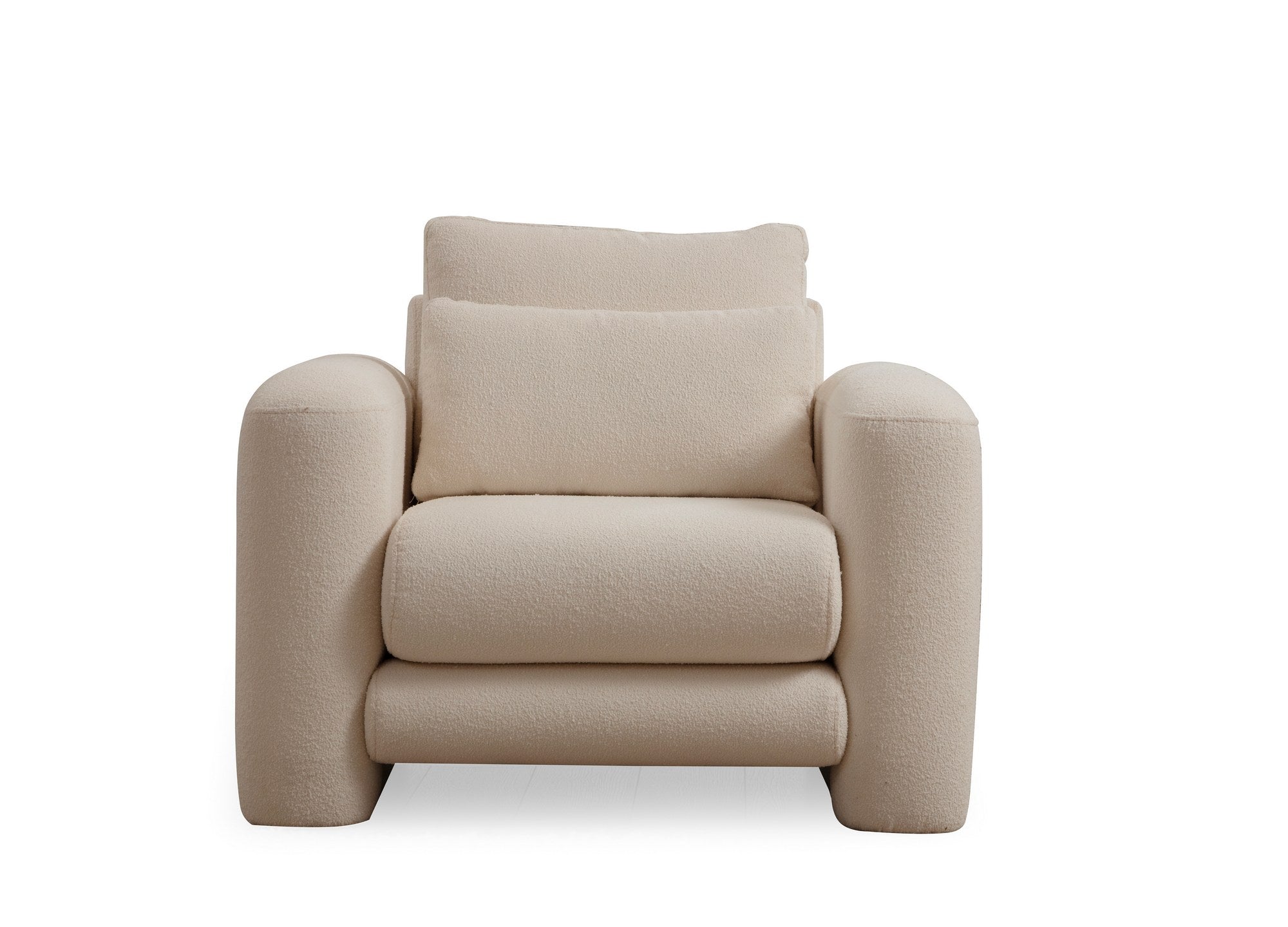 Poltrona Elegante, Cor Creme, 98 x 97 x 73 cm | Estrutura em Madeira de Faia e Aglomerado, 100% Poliéster, Espuma 28 DNS | Almofadas Portáteis, Tecido Lavável a Seco