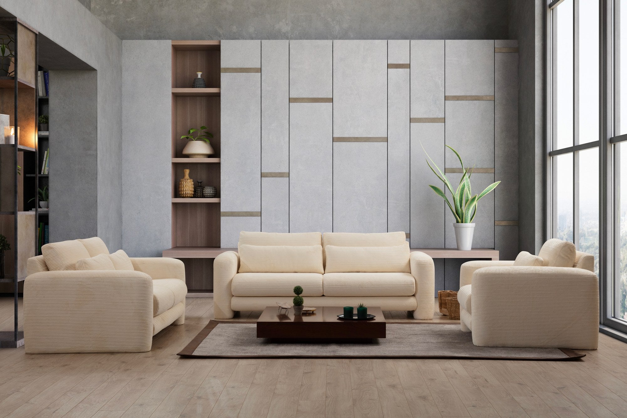 Poltrona Elegante, Bege, 98 x 97 x 73 cm | Estrutura em madeira de faia e aglomerado, 100% poliéster, espuma 28 DNS | Almofadas portáteis, tecido lavável a seco