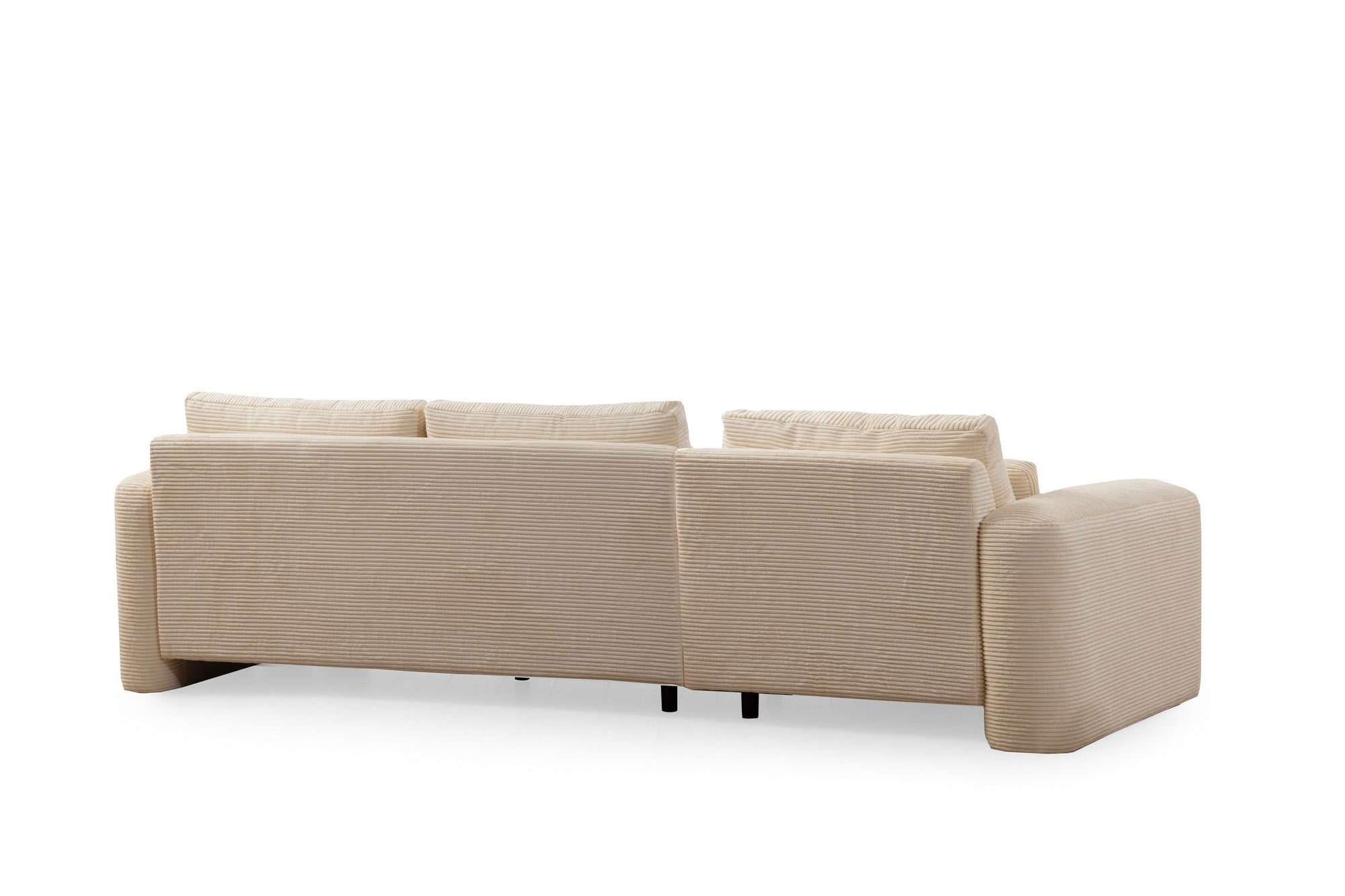 Sofá de canto elegante, bege, 290 x 165 x 73 cm | Estrutura em madeira de faia e aglomerado, 100% poliéster, espuma 28 DNS | Almofadas portáteis, tecido lavável a seco