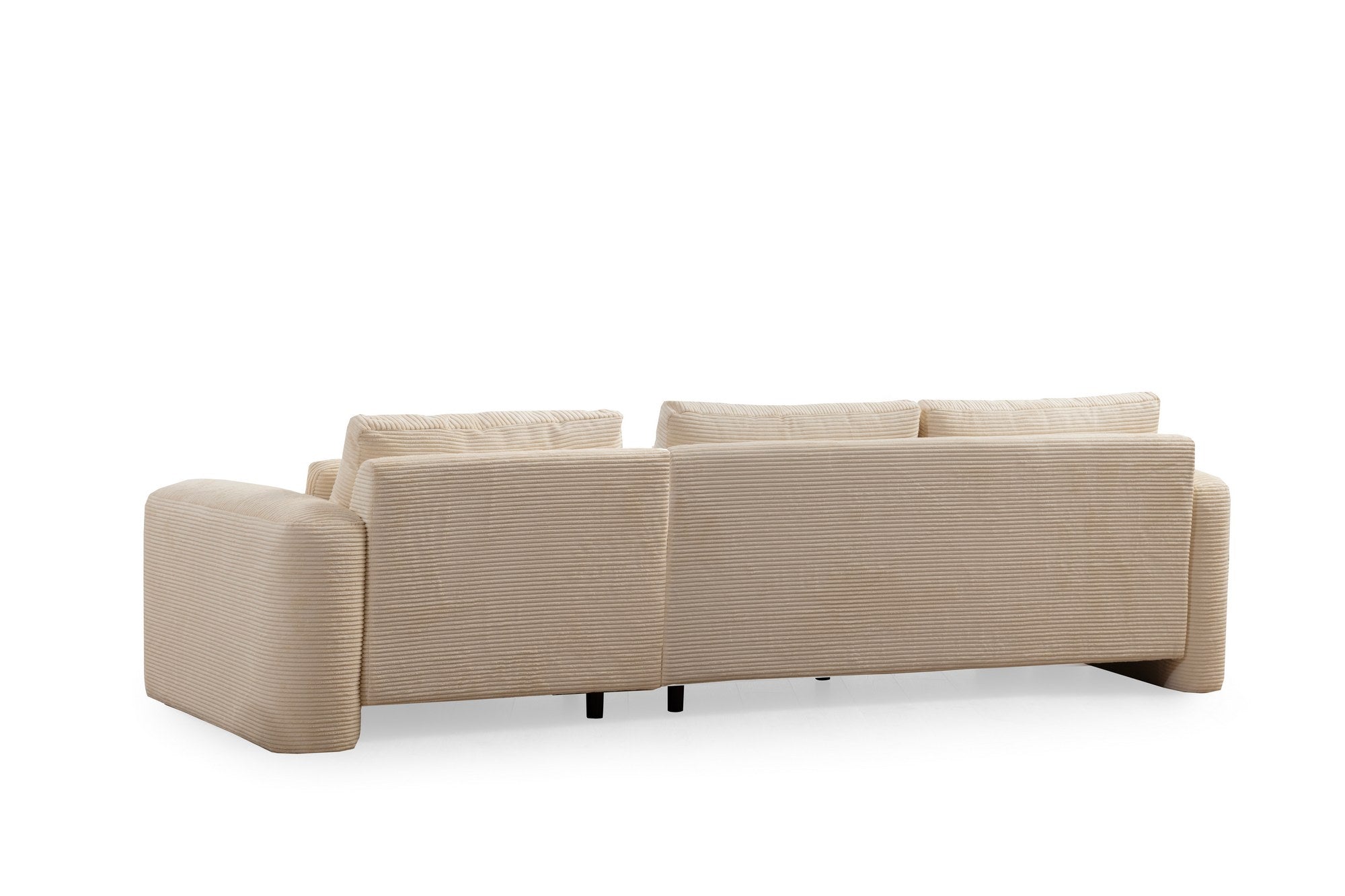 Sofá de canto elegante, bege, 290 x 165 x 73 cm | Estrutura em madeira de faia e aglomerado, 100% poliéster, espuma 28 DNS | Almofadas portáteis, tecido lavável a seco