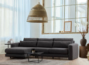Sofá de canto elegante, cinza, 290 x 165 x 73 cm | Estrutura em madeira de faia e aglomerado, 100% poliéster, espuma 28 DNS | Almofadas portáteis, tecido lavável a seco