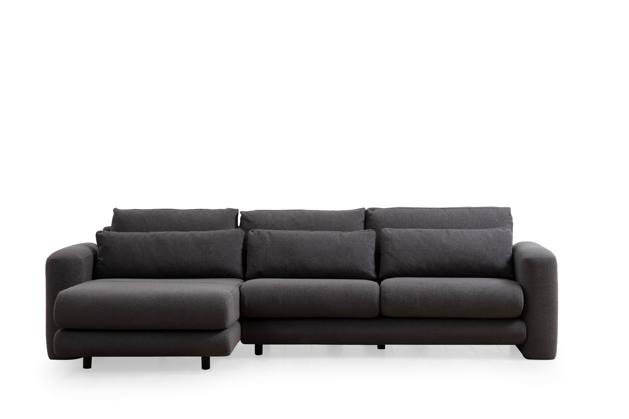 Sofá de canto elegante, cinza, 290 x 165 x 73 cm | Estrutura em madeira de faia e aglomerado, 100% poliéster, espuma 28 DNS | Almofadas portáteis, tecido lavável a seco