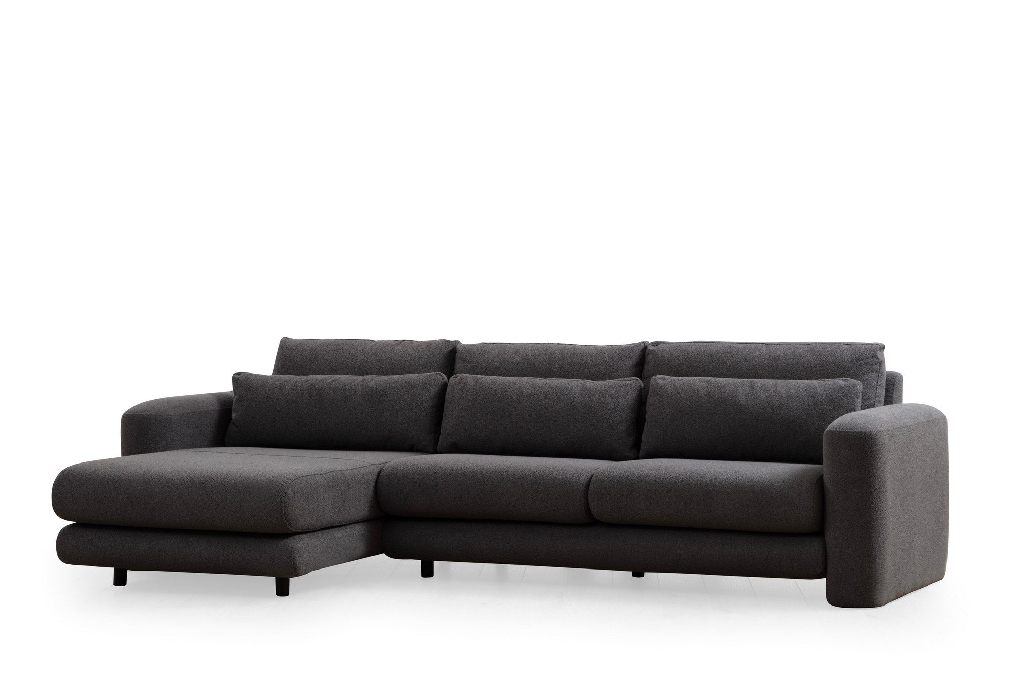 Sofá de canto elegante, cinza, 290 x 165 x 73 cm | Estrutura em madeira de faia e aglomerado, 100% poliéster, espuma 28 DNS | Almofadas portáteis, tecido lavável a seco